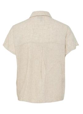 Chemise Pieces Pia beige pour femme