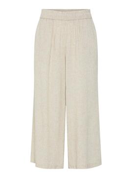 Pantalon Pieces Pia beige pour femme