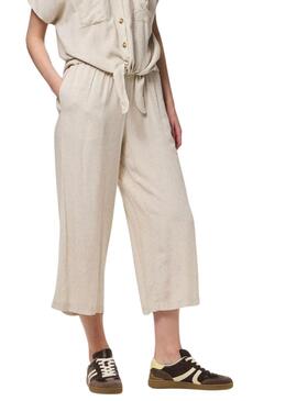 Pantalon Pieces Pia beige pour femme