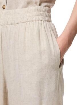 Pantalon Pieces Pia beige pour femme