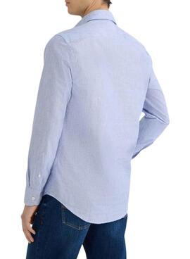 Retournez-moi seulement la traduction en français de ceci : Chemise Le Poulpe Oxford à rayures bleues pour homme