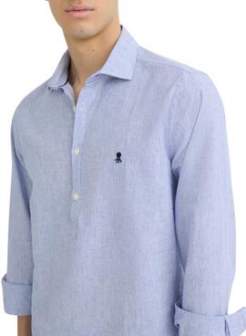 Retournez-moi seulement la traduction en français de ceci : Chemise Le Poulpe Oxford à rayures bleues pour homme