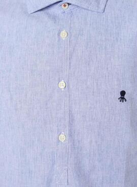 Retournez-moi seulement la traduction en français de ceci : Chemise Le Poulpe Oxford à rayures bleues pour homme