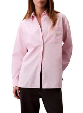 Chemise Calvin Klein Jeans Poplin oversize rose pour femme