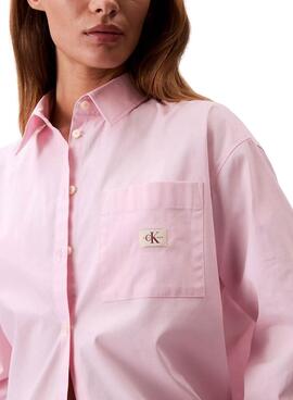 Chemise Calvin Klein Jeans Poplin oversize rose pour femme
