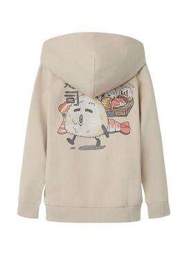Sweat à capuche Name It Kian beige pour garçon