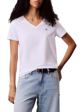 T-shirt Calvin Klein Jeans Monogram blanc pour femme