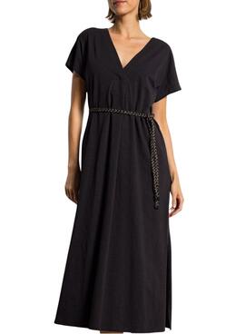 Robe noire Vila Viverano avec ceinture pour femme