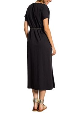 Robe noire Vila Viverano avec ceinture pour femme