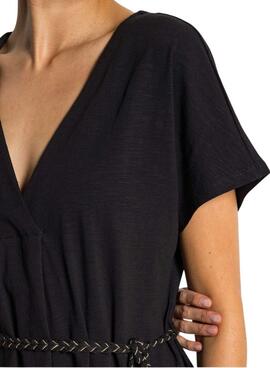 Robe noire Vila Viverano avec ceinture pour femme