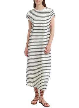 Robe Vila Visinny beige à rayures noires imprimées pour femme