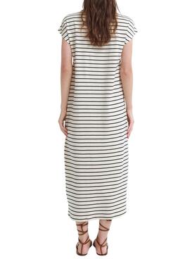 Robe Vila Visinny beige à rayures noires imprimées pour femme