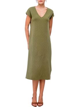 Robe Vila Viadoria verte midi pour femme