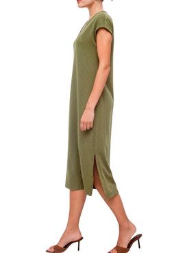 Robe Vila Viadoria verte midi pour femme
