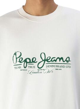 Sweatshirt Pepe Jeans Dumas beige pour homme.