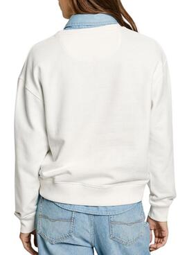 Sweatshirt Pepe Jeans Reagan blanc pour femme.