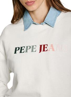 Sweatshirt Pepe Jeans Reagan blanc pour femme.