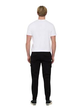Pantalon Only and Sons Carter cargo noir pour homme