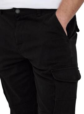 Pantalon Only and Sons Carter cargo noir pour homme