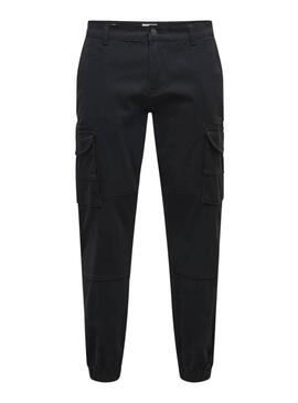 Pantalon Only and Sons Carter cargo noir pour homme