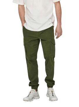 Pantalon Only and Sons Carter cargo vert pour homme