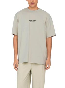 T-shirt Only and Sons Curated beige pour homme