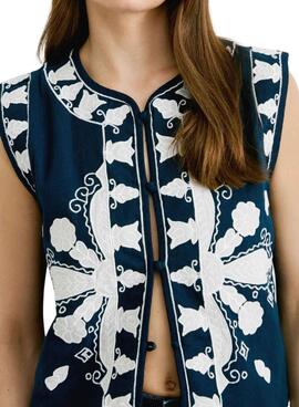 Veste ethnique Pepe Jeans Heaven bleu marine pour femme.