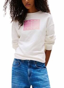 Sweat à capuche Tommy Jeans Gradient blanc pour femme