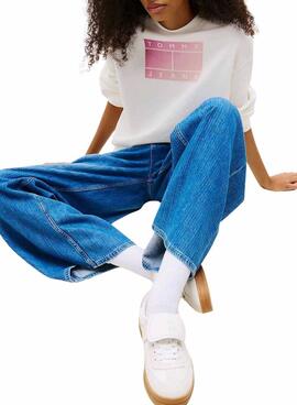 Sweat à capuche Tommy Jeans Gradient blanc pour femme