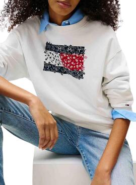 Sweat à capuche Tommy Jeans Floral blanc pour femme