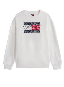 Sweat à capuche Tommy Jeans Floral blanc pour femme
