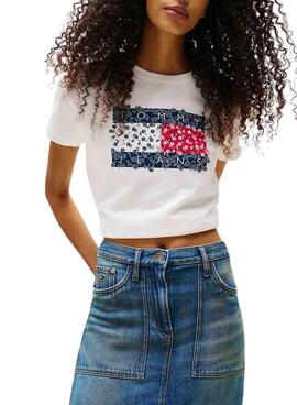 T-shirt Tommy Jeans Floral blanc pour femme