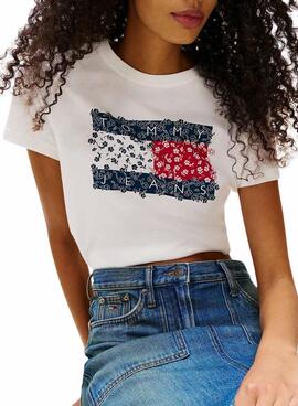 T-shirt Tommy Jeans Floral blanc pour femme