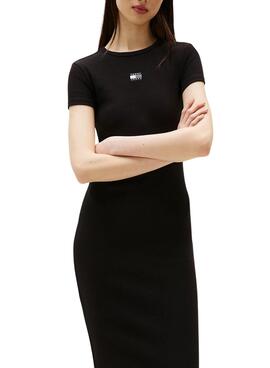 Robe Tommy Jeans Badge Rib noire pour femme