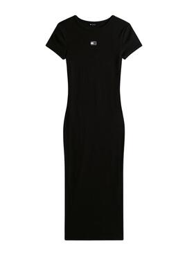 Robe Tommy Jeans Badge Rib noire pour femme