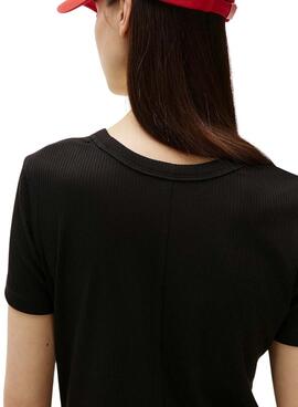 Robe Tommy Jeans Rib Bodycon noire pour femme