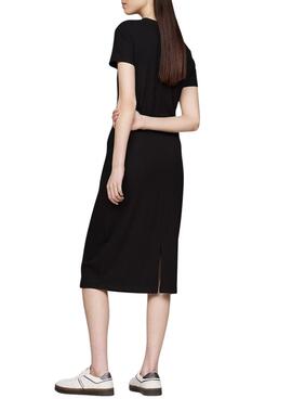 Robe Tommy Jeans Rib Bodycon noire pour femme