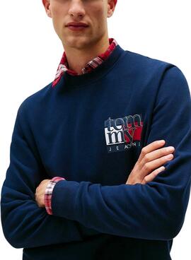 Sweatshirt Tommy Jeans Flag bleu marine pour homme