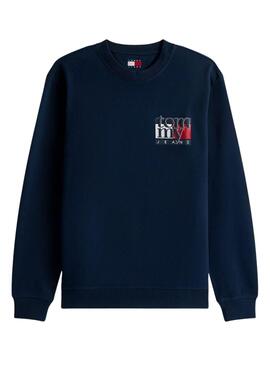 Sweatshirt Tommy Jeans Flag bleu marine pour homme