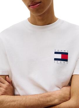 Maillot Tommy Jeans Flag blanc pour homme