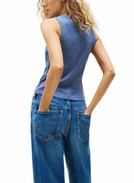 Débardeur bleu Tommy Jeans pour femme
