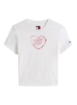 Maillot Tommy Jeans Heart blanc pour femme.