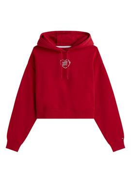 Sweatshirt Tommy Jeans Heart rouge pour femme.