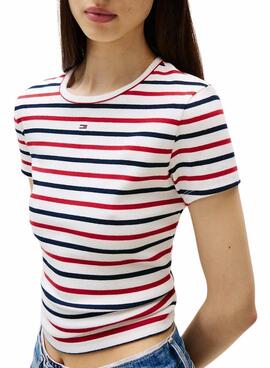 T-shirt Tommy Jeans Essential Rib à rayures pour femme