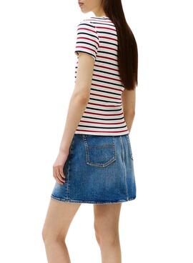 T-shirt Tommy Jeans Essential Rib à rayures pour femme