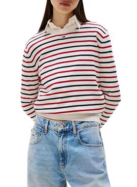 Maillot Tommy Jeans Essential Crew à rayures pour femmes