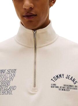 Sweat-shirt Tommy Jeans New York beige pour homme