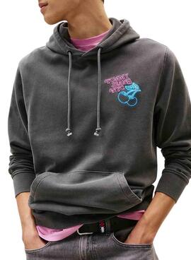 Sweat à capuche Tommy Jeans Novelty gris pour homme