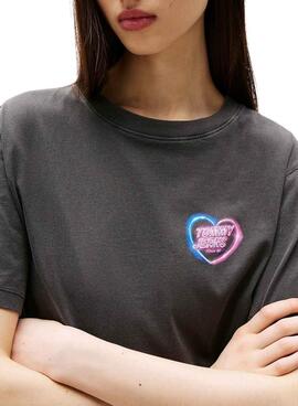 T-shirt Tommy Jeans Neon gris pour femme