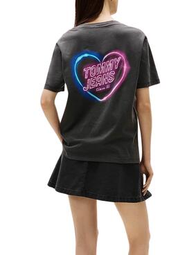 T-shirt Tommy Jeans Neon gris pour femme
